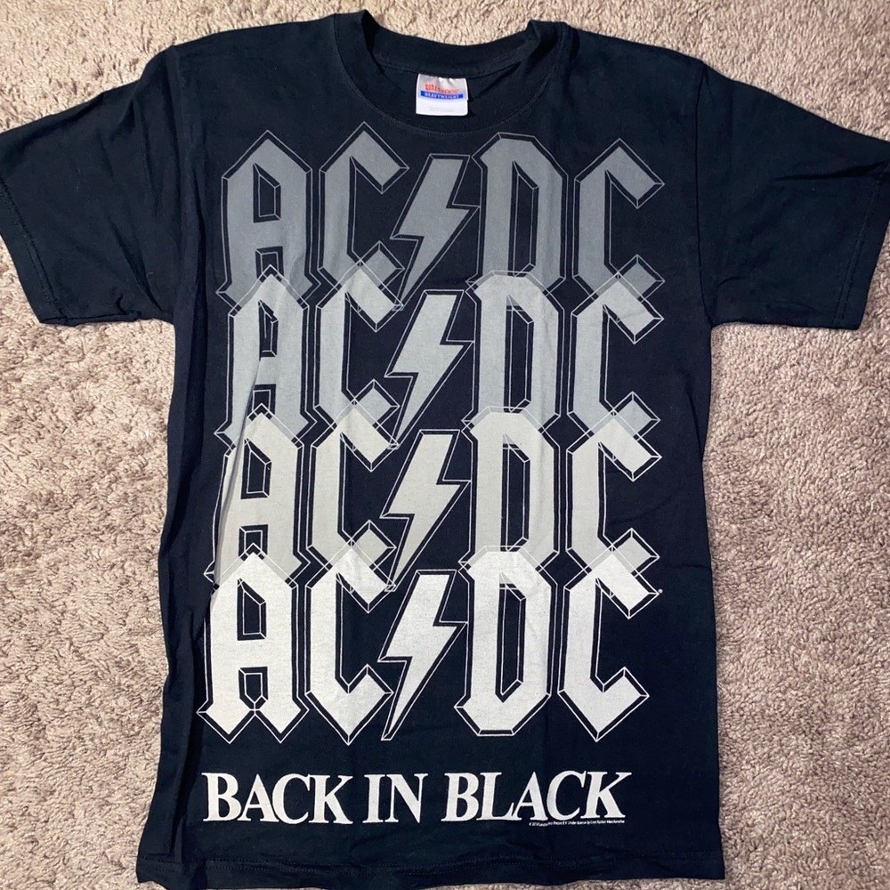 Vintage AC/DC Back In Black Tour Shirt Adult Mens Size Small Cotton Music Logo - Picture 2 of 10